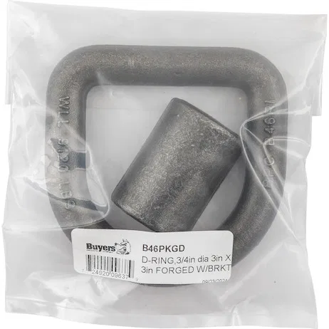 B46PKGD – BUYERS PROD D-Ring, 3/4 Inch Ring Diameter 9120 Pound Working Load Limit Silver Steel With - view 3